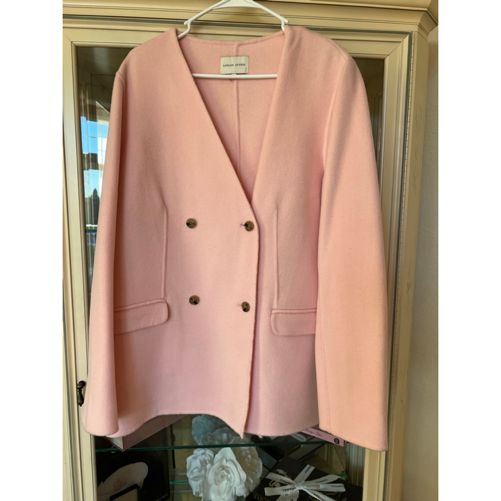 NWOT LOULOU STUDIO Pink Wool Cashmere Blazer L